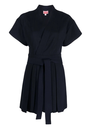 Kenzo pleated wrap minidress - Blue