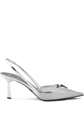 Prada 75mm triangle-logo slingback pumps - White