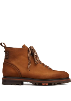 Santoni lace-up round-toe boots - Brown