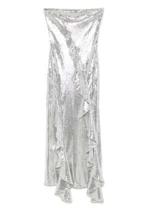 ROTATE BIRGER CHRISTENSEN ruffled-trim sequinned maxi dress - Silver