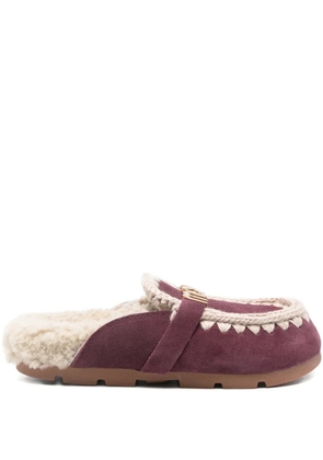 Mou Winter Bio shearling buckle-detail mules - Purple