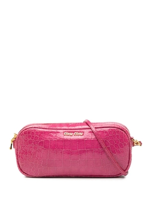 Miu Miu Pre-Owned 2010-2026 Croc Embossed Patent crossbody bag - Pink