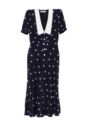 Alessandra Rich bow-print midi dress - Blue
