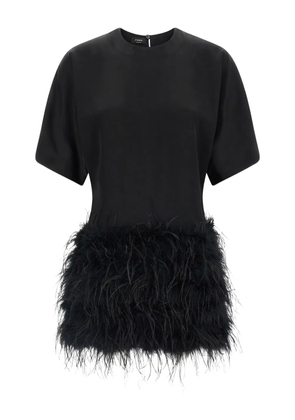 PINKO feather-trimmed dress - Black