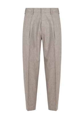 slowear pleated cotton-blend trousers - Neutrals