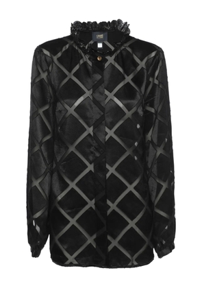 Cavalli Class diamond pattern ruffle blouse - Black