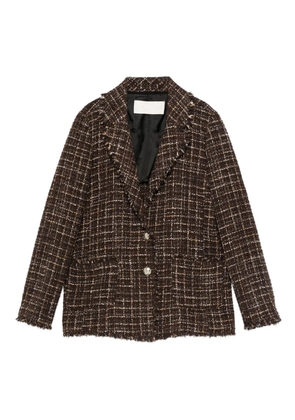 I BLUES tweed frayed-edge blazer - Brown
