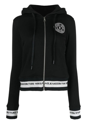 Versace Jeans Couture logo-embroidered zip-up hoodie - Black