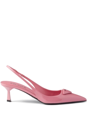 Prada 55mm triangle-logo slingback pumps - Pink