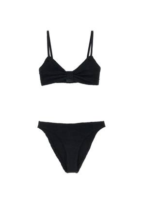 Hunza G Alicia crinkle bow-detail bikini set - Black
