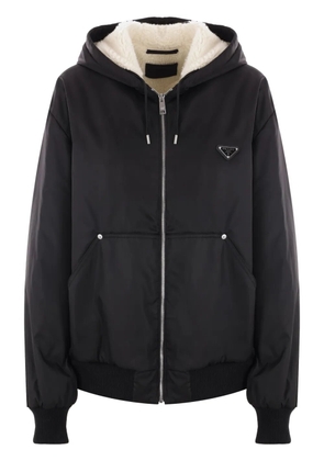 Prada Re-Nylon triangle-logo hooded jacket - Black