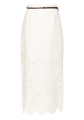 ZIMMERMANN Ottie embroidered midi skirt - Neutrals