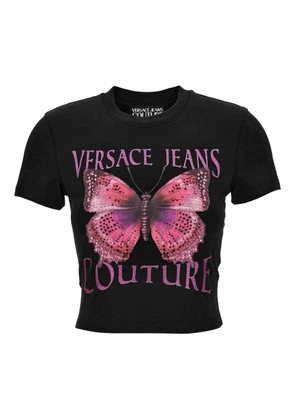 Versace Jeans Couture butterfly-embellished cropped top - Black