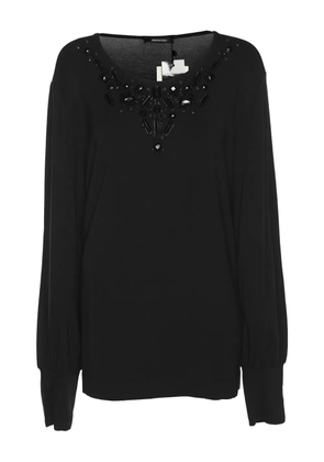 ELENA MIRO` embellishment knit top - Black