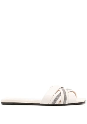 Brunello Cucinelli Monili chain-detail leather sandals - Neutrals