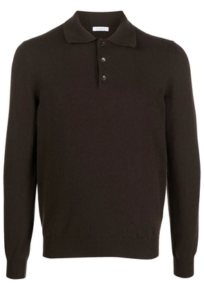 Malo long-sleeve cashmere polo shirt - Brown
