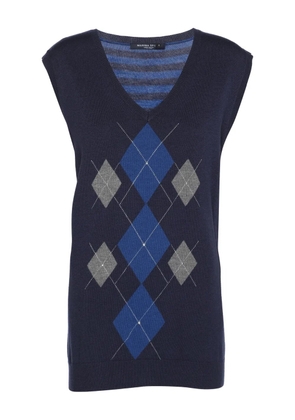 Marina Rinaldi Argyle striped knit top - Blue