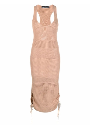 ANDREĀDAMO sheer knitted raceback dress - Pink