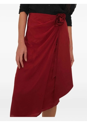 FARM Rio rose-embellished wrap skirt - Red