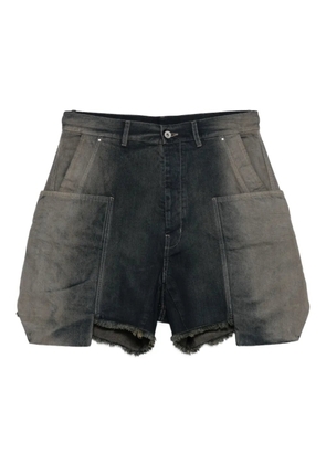 Rick Owens frayed pocket denim shorts - Blue