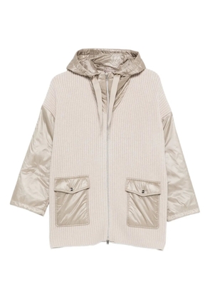 Herno ribbed wool hooded jacket - Neutrals