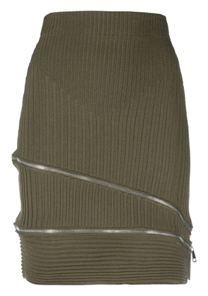 ANDREĀDAMO zip-detail ribbed skirt - Green