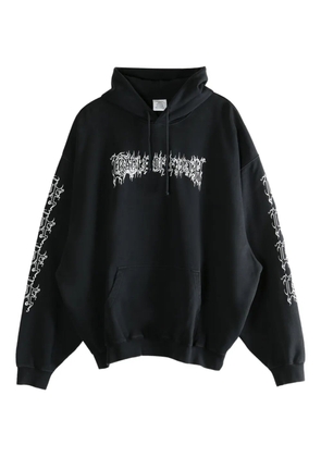 VETEMENTS graphic-print cotton-blend hoodie - Black