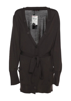 ELENA MIRO` belted cardigan - Brown
