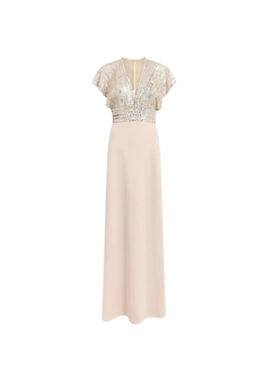 Jenny Packham Cary sequin V-neck dress - Neutrals