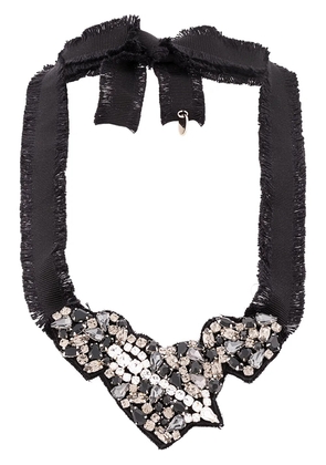 RED(V) heart crystal necklace - Black