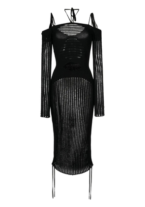 ANDREĀDAMO semi-sheer midi dress - Black