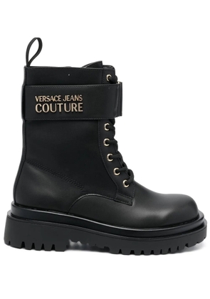 Versace Jeans Couture logo-lettering combat boots - Black