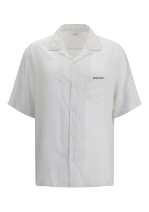 Alexander McQueen striped-pattern embroidered-logo shirt - White