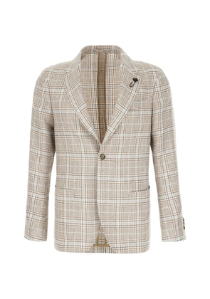 Lardini checked-pattern blazer - Brown