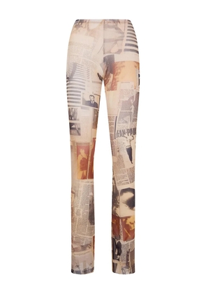 Jean Paul Gaultier newspaper-print leggings - Neutrals