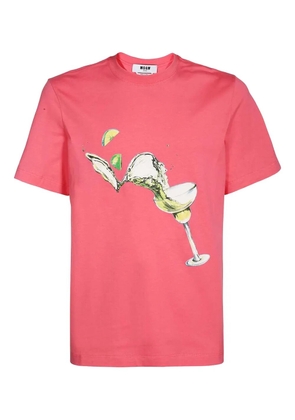 MSGM cocktail-print cotton T-shirt - Pink