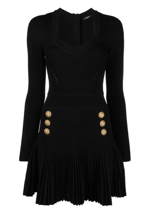 Balmain flared ribbed-knit dress - Black