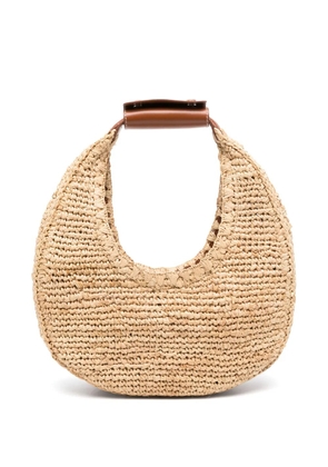 STAUD Moon raffia tote bag - Neutrals