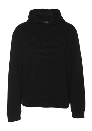 Emporio Armani Pre-Owned logo-embroidery hoodie - Black