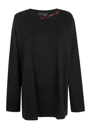 Maria Calderara bird-appliqué top - Black