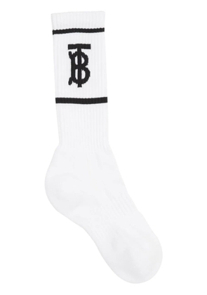 Burberry monogram motif intarsia socks - White