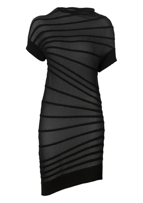 Junya Watanabe asymmetric sheer striped dress - Black