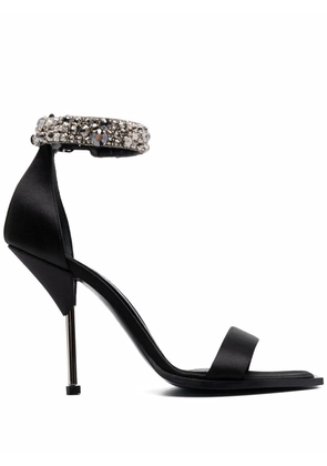 Alexander McQueen satin-embellished sandals - Black