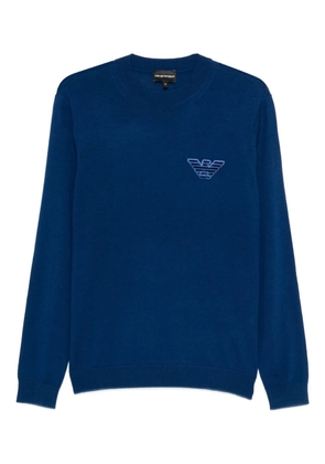 Emporio Armani logo-embroidered crew-neck sweater - Blue