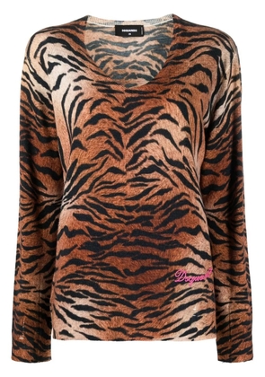 DSQUARED2 leopard-print knitted jumper - Brown