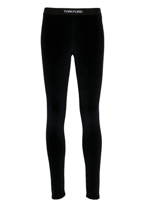 TOM FORD velvet logo-detail leggings - Blue