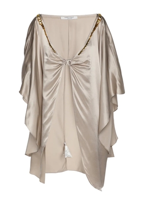 Marina Rinaldi satin embellishment poncho - Neutrals