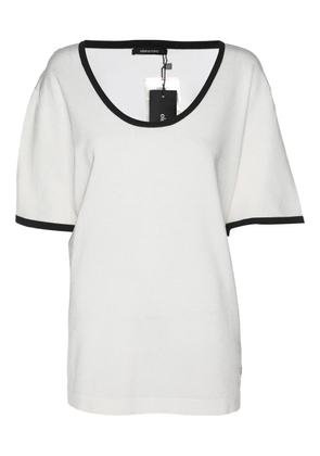 ELENA MIRO` contrasting-trim T-shirt - White