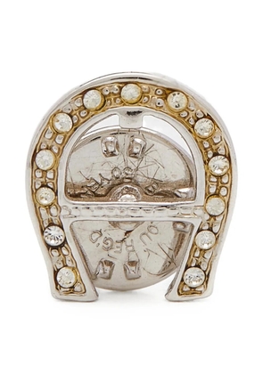 Aigner Vintage crystal-embellished horseshoe brooch - Silver