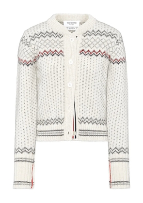 Thom Browne Fairisle Donegal knitted cropped cardigan - White